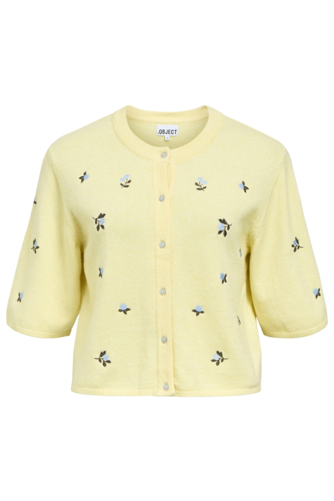 OBJTHESS 3/4 SLEEVE CARDIGAN REP 23040627 LEMON MERINGUE/BLUEBERRIES